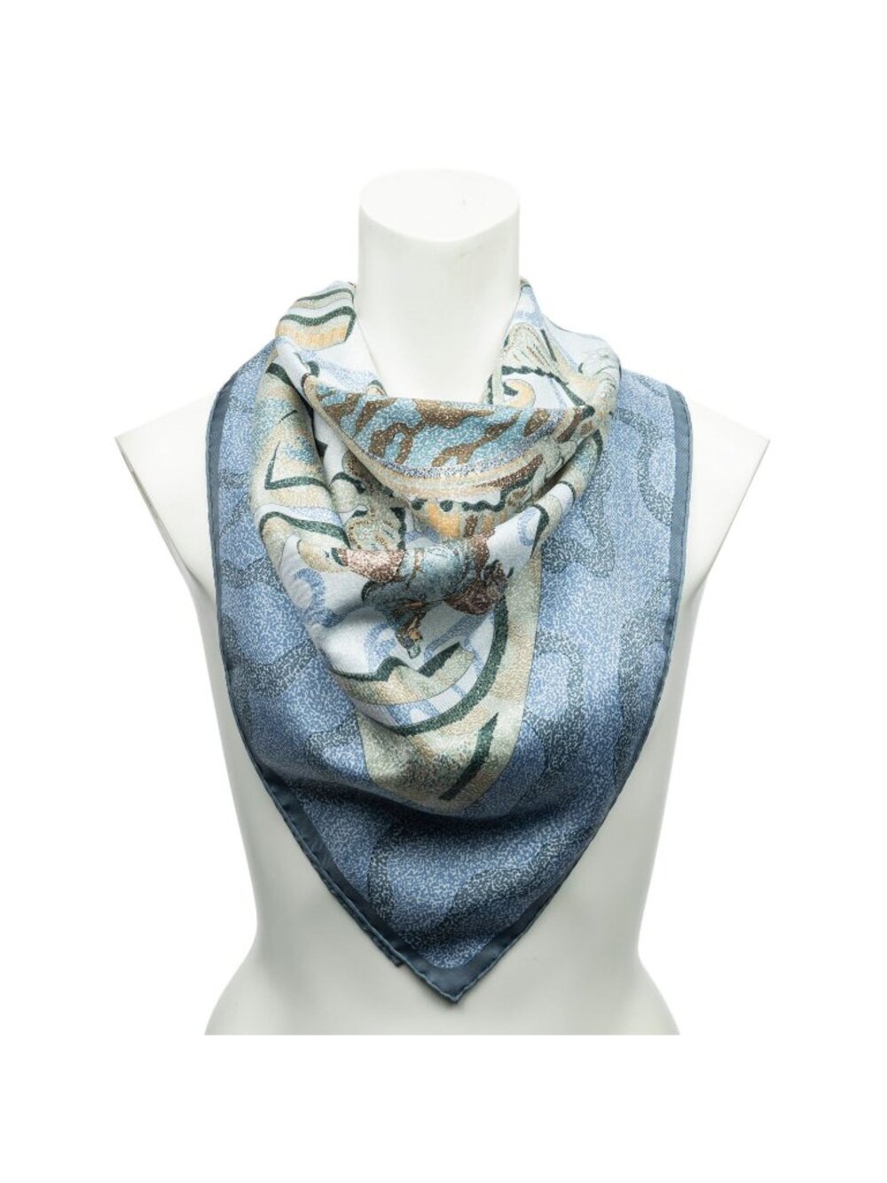 Hermes Scarf Blue Green Twill Silk